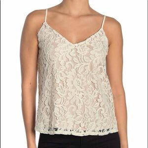 Socialite Cream Lace Camisole Sleeveless Top - Size Medium